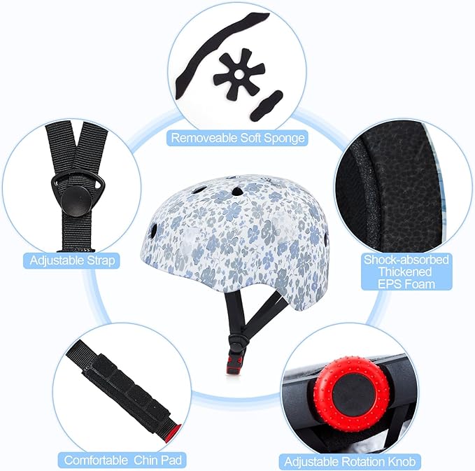 FIODAY Kids Helmet Knee Pads for Kids Unicorn Knee and Elbow Pads Wrist Guards Adjustable Protective Gear Set for Girls Boys Sports Skateboard Inline Skating Scooter