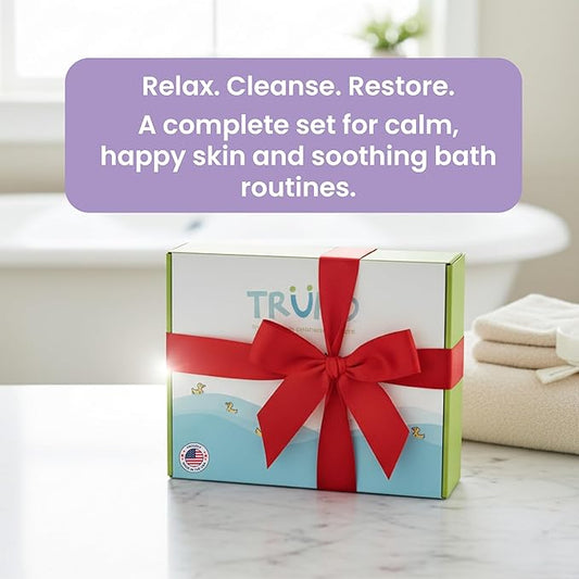 TruKid Bath Baby Essentials, Kids Skincare Set, Toddler Bubble Bath, Lavender Lotion and Body Wipes, Baby Shower Gift Set