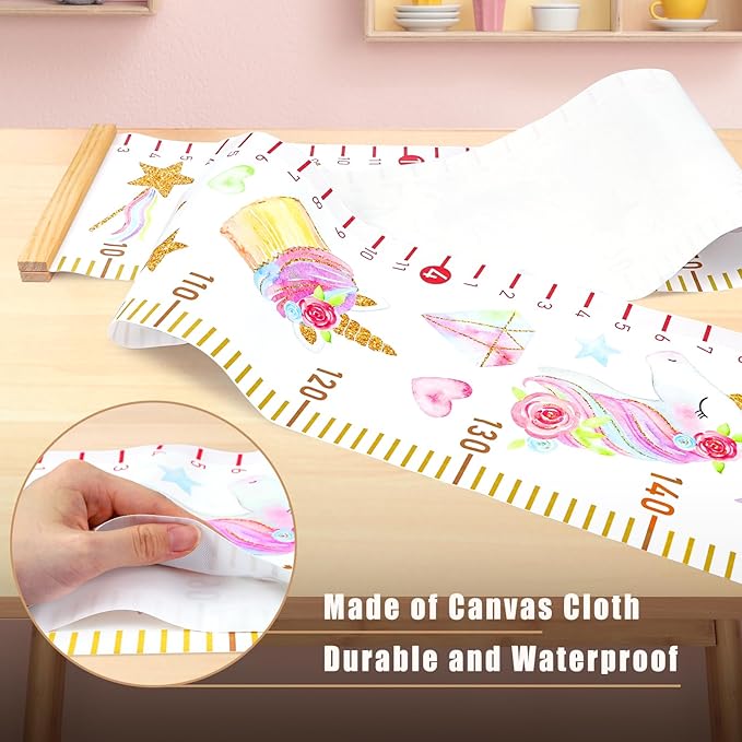 Mibote Baby Growth Height Chart Handing Ruler Wall Decor for Kids, Canvas Removable Height Growth Chart 79" x 7.9" (Unicorn)