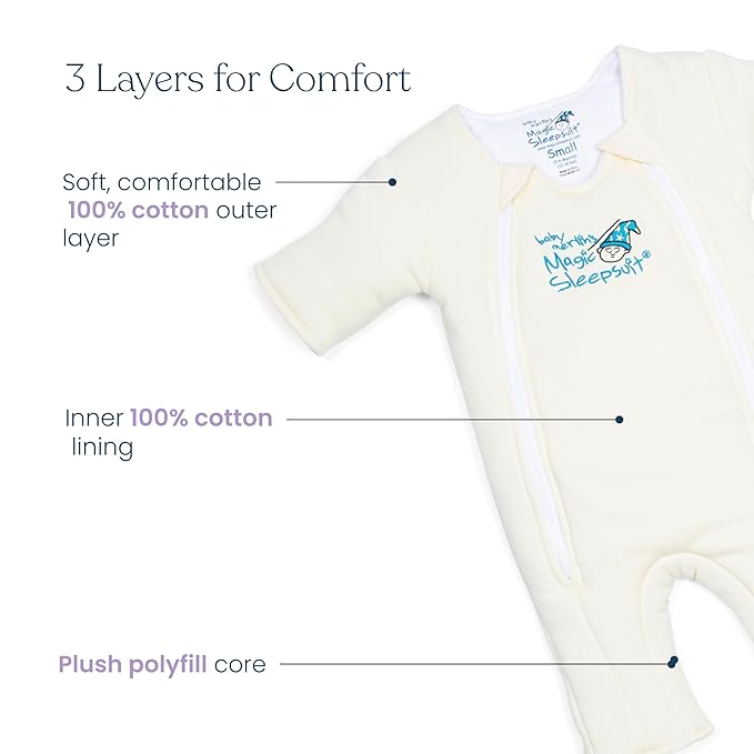 Magic Sleepsuit Baby Merlin's Cotton Baby Swaddle Transition Product - Soft and Cozy Design, Double Zipper for Easy Diaper Changes, Promotes Safe Sleep, 3-6 Months - Sage Green - Small 12-18lbs