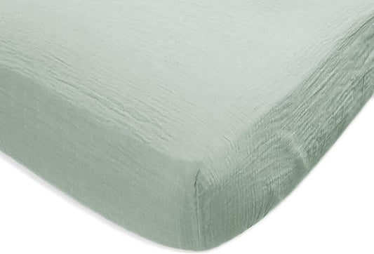 SwaddleDesigns Softest Cotton Muslin Fitted Crib Sheet, Toddler Sheet for Boys & Girls, Fits Standard Crib Mattress (28 x 52 inches), Jadeite