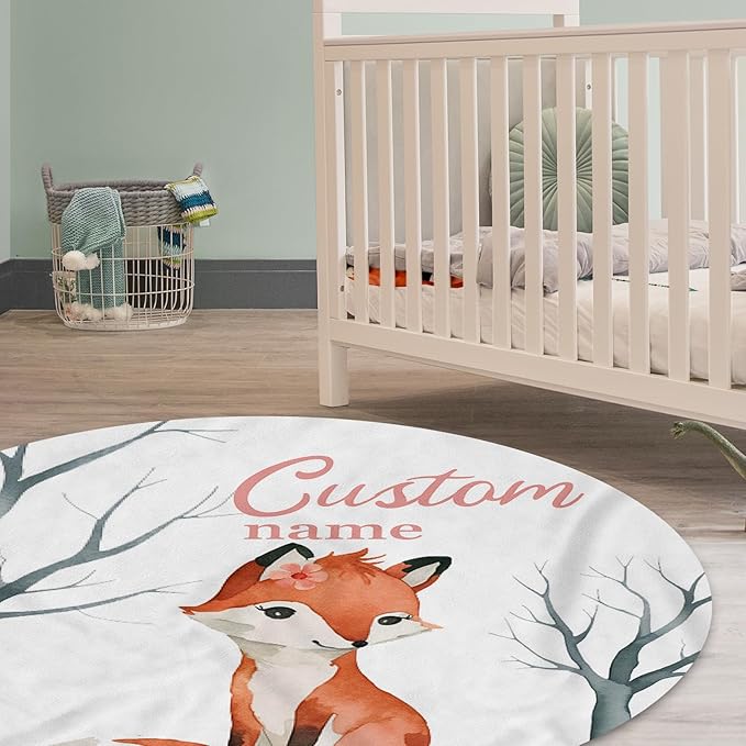 Personalized Baby Crib Bedding Set: 4 Piece Custom Fox Pattern Crib Bed Set with Name, Nursery Bedding Set for Baby Girls, Newborn Boys Crib Sets, Crib Bedding Custom Gift, Crib Sheet