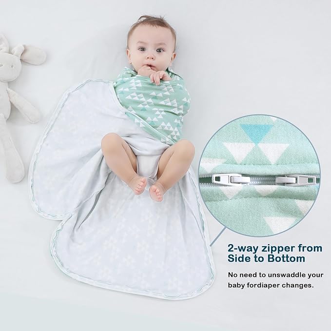 Sleepsack Swaddle,Sleep Sack 6-12 Months,Adjustable Wearable Transition Blanket,Miracle Swaddles for Babies Large,100% Cotton(Green)