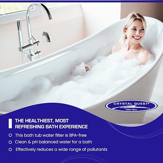 Crystal Quest Bath Ball & Replacement Filter Cartridge Bundle - Water Filter System-Reduce Contaminants for Softer &Smoother Skin-Effortless & Quick Installation| Bundle and Save (White)