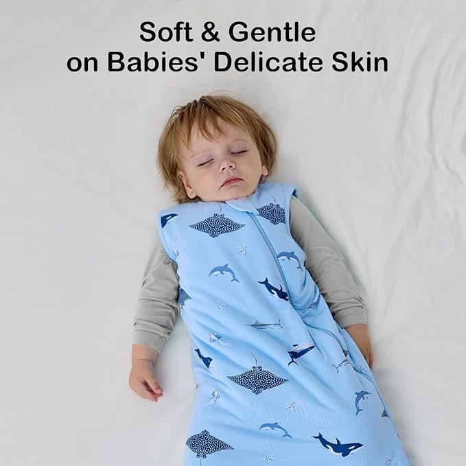 BubblePanda Rayon Made from Bamboo Sleep Sack 0-6 Months 1.0 Tog Soft Toddler Sleeping Sack 3-6 Months for Infant Newborn Babies 2-Way Zipper Baby Wearable Blanket 0-3 Months