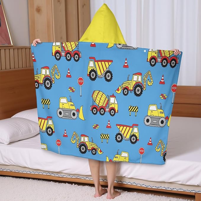 Thickened Hooded Towels for Kids Suitable Girls Boys Kids Bath Towels, 30"x50" Super Absorbent, Truck Cute Cartoon Toddler Towels Multi-Purpose for Beach, Pool and Bathroom