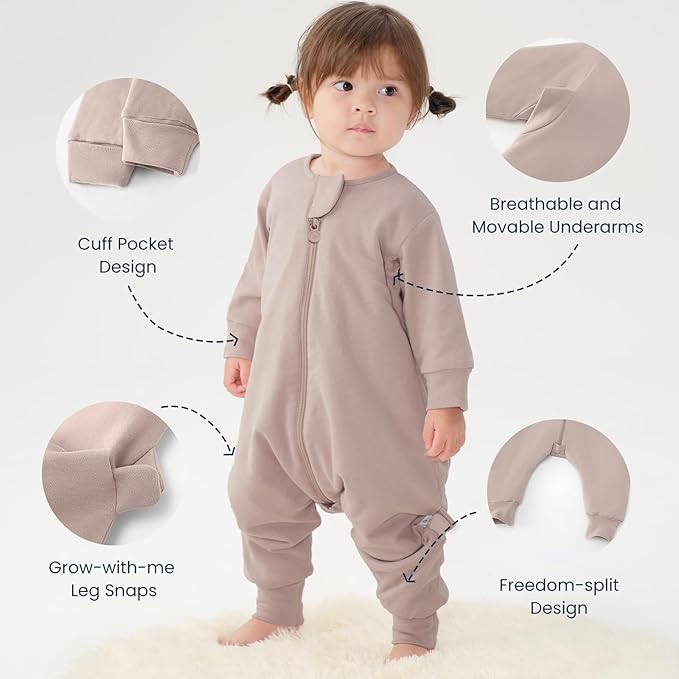 kaiya baby Unisex Toddler Sleep Sack with Feet 1.0 Tog Split Legs Sleep Sack 6-18 Months, Sleep Bag Walker, Gifts for Boys & Girls, Dusty pink