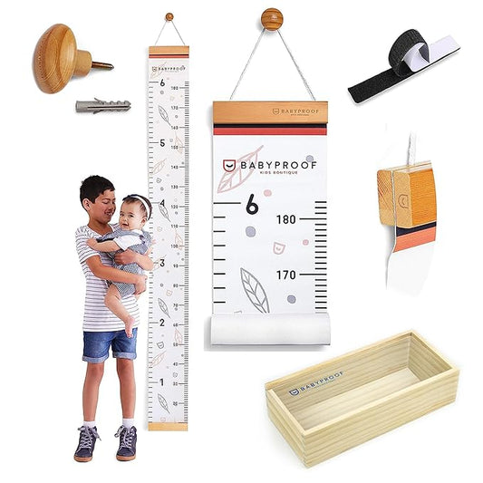 Growth Chart for Kids by Baby Proof - Measuring Height Chart and Kids Decor! Meaningful Memories Through Kid Size Chart Measurement. Leafy Growth Chart Ruler for Wall with Wooden Keepsake Box