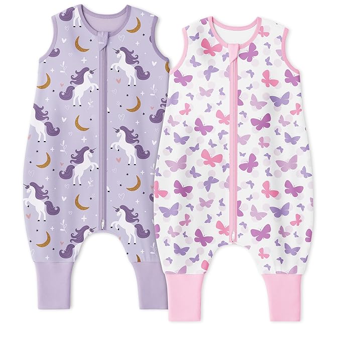 Yoofoss Toddler Sleep Sack With Feet 3-4T 100% Organic Cotton Baby Sleep Sack with Legs Toddler Wearable Blanket with 2-Way Zipper