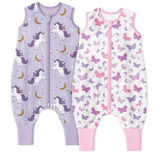 Yoofoss Toddler Sleep Sack With Feet 3-4T 100% Organic Cotton Baby Sleep Sack with Legs Toddler Wearable Blanket with 2-Way Zipper