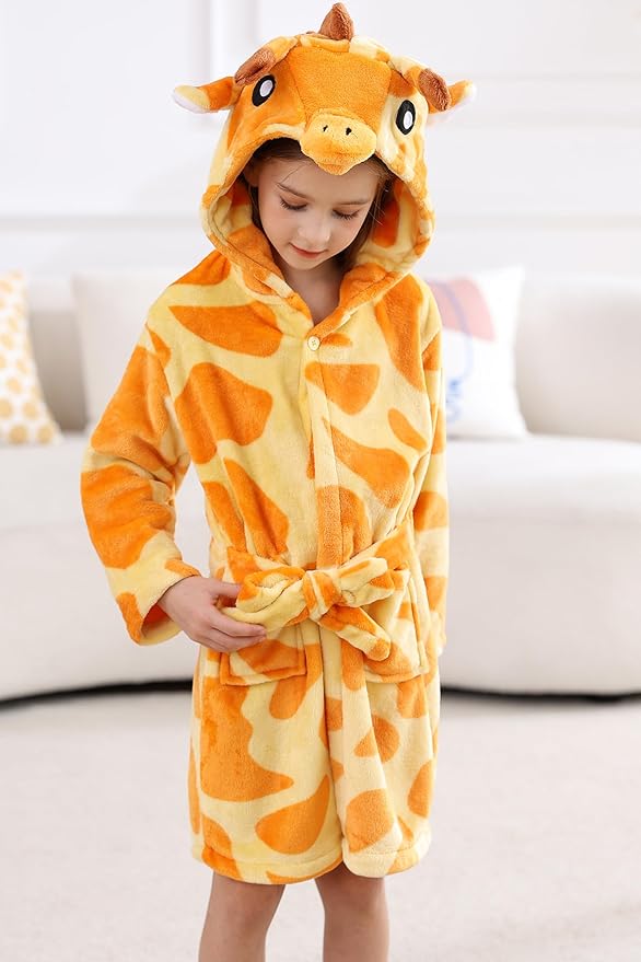 DELEY Girl's Robe Baby Boys Hoodie Robes Toddler Bathrobes for Kids Pajamas Sleepwear