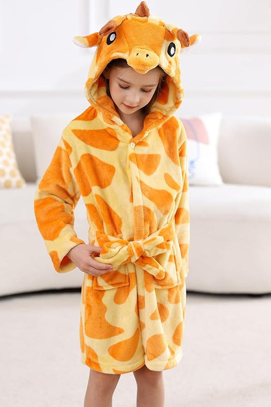DELEY Girl's Robe Baby Boys Hoodie Robes Toddler Bathrobes for Kids Pajamas Sleepwear