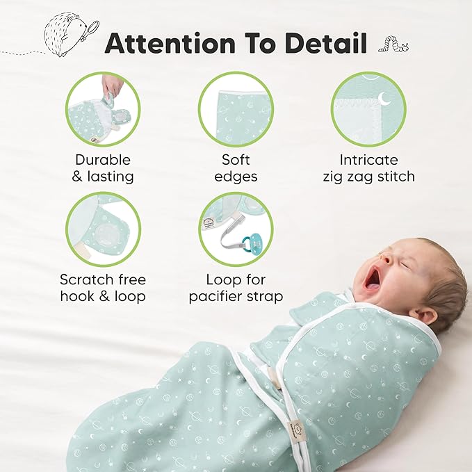 KeaBabies 3-Pack Organic Baby Swaddle Sleep Sacks - Swaddles for Newborns, Infant 0-3 Months, Baby Girls, Boys, Soft & Snug Newborn Sleep Sack, Nursery Swaddling Blankets (Galaxy)