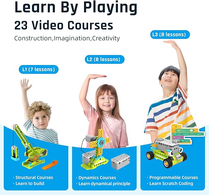 makerzoid Coding Robot Toy for Kids 6+, 100+ in 1 APP Control Robots Building Toys, Programmable Scratch Coding Kit with 23 Video Courses,Birthday Toy for Kids (370 Blocks)
