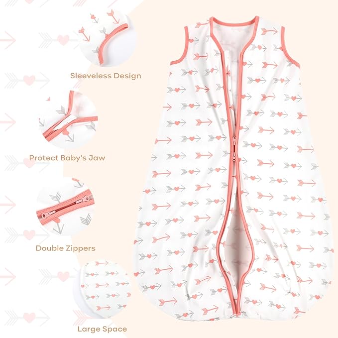 Yoofoss Baby Sleep Sack 18-24 Months Baby Wearable Blanket 100% Organic Cotton 2-Way Zipper TOG 0.5 Toddler Sleeping Sack, Lightweight (X-Large)