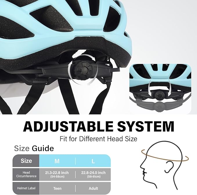 Youth Adult Road Bike Helmet, Men Women Adjustable Mountain Bicycle Helmet with Detachable Visor, 2 Sizes for Age 8-14+ Youth, Kids, Adult