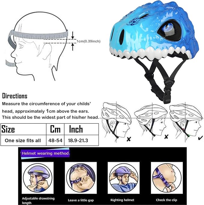 Toddler Kids Bike Helmet,3D Dinosaur Helmets for Boys Girls Infant/Baby to Children 1/2/3/4/5/6/7/8 Years Old Lightweight Adjustable Multi-Sports Bicycle Scooter Skateboard Skating Cycling