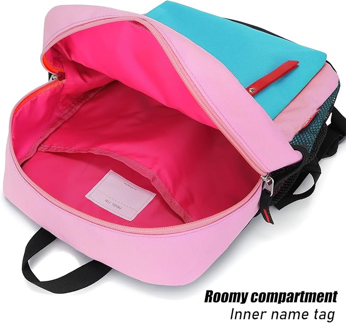 HawLander Little Kids Backpack for Boys or Girls, Toddler School Bag Fits 3 to 6 years old, Pink Blue, 12 Inch