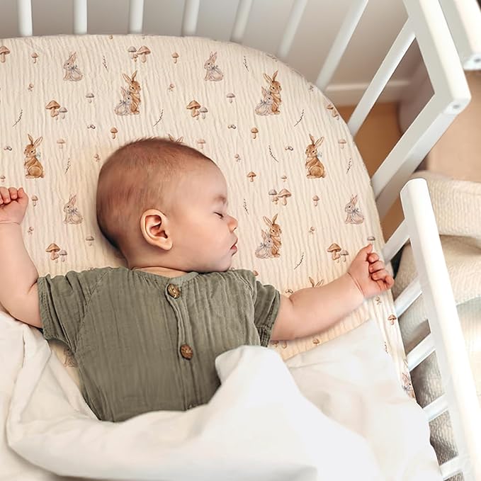 lulumoon Baby Bassinet Sheets Muslin: Cotton Bedside Bassinet Sheets Floral for Girls - Fitted for Bedside Sleeper Mattress