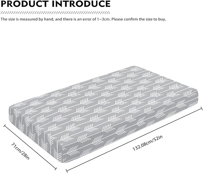 White Arrow Fitted Crib Sheet Grey Baby Crib Sheet Fit Standard Crib and Toddler Mattress,Crib Mattress Sheets for Boys Girls 28"x52"