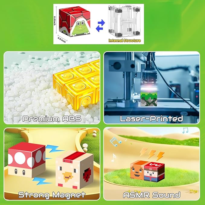 100PCS 0.8in Magnetic Blocks, Building Blocks Cubes for Kids Age 4-8, Magnetic Tiles for Toddler STEM Sensory, Magnetic Toys for Boys & Girls Age 3 4 5 6 7 8 9 10 Christmas Birthday Gifts