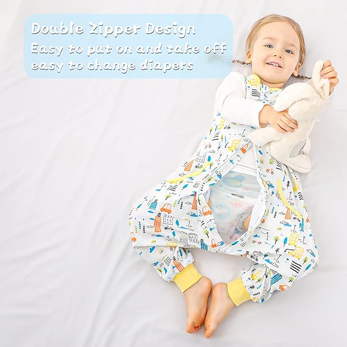 WONDAY Toddler Sleep Sack with Feet, 0.5 Tog Sleeping Sacks for Walking with Legs 12-18 Months 2T