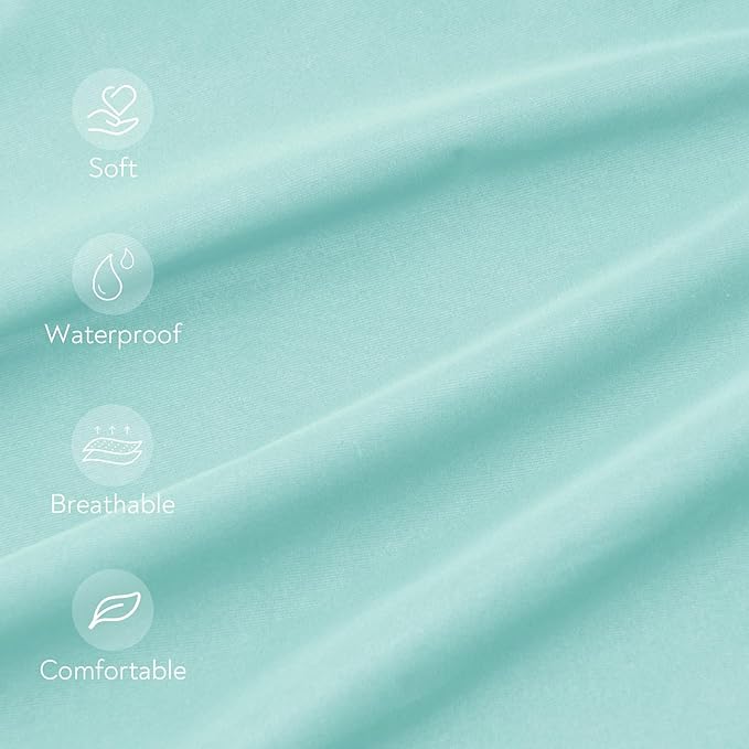 Waterproof Crib Sheets for Boys 2 Pack, Fitted Baby Crib Sheet Neutral 52" x 28" for Standard Crib and Toddler Bed Mattress, Soft and Breathable Kid Toddler Sheets for Boys or Girls, Grey & Aqua Blue