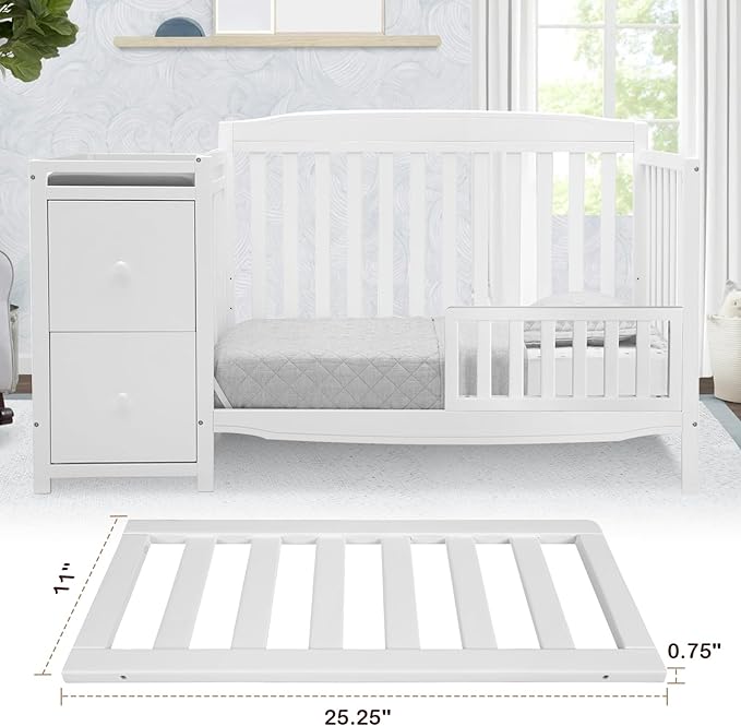 Toddler Safe Guardrail Compatible with Delta Children Convertible Crib, Crib Rail for Prevent Toddler from Rolling Off The Bed, White