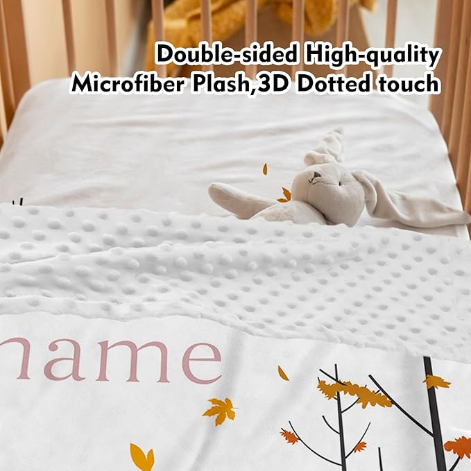 Custom Baby Crib Bedding Set,Personalized Name Fox Sika Deer Pattern Nursery Bed Set 4 Piece,Baby Blanket Fitted Sheet Nursery Rug Wall Art Set,Custom Room Decor Idea Gift for Newborns Boys Girls