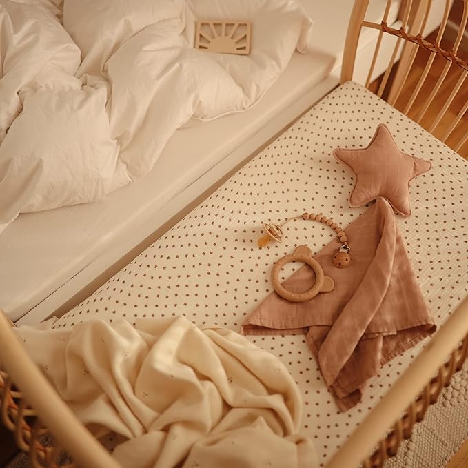 mushie Extra Soft Muslin Fitted MINI Crib Sheet | 24"x 38" (Bloom)