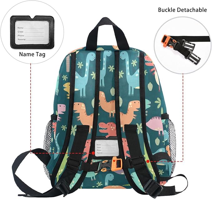 ALAZA Cute Toddler Backpack Dinosaurs Colorful Backpack for Boys Girls Kindergarten Backpack Toddlers Daycare Bag Preschool Backpack