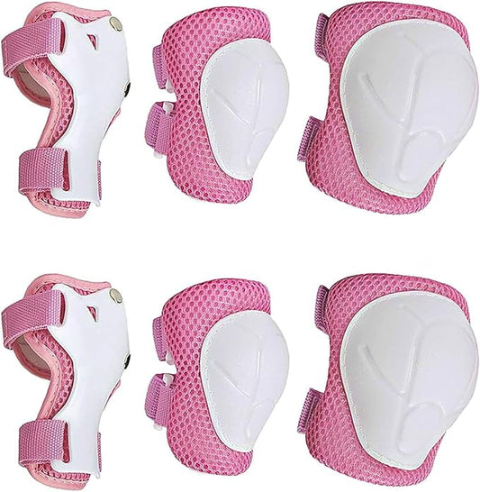 SISIGAD Kids Protective Gear Set, Strap Adjustable Knee Pads and Elbow Pads Wrist Guard 6 in 1, Suitable for Scooter, Skateboarding, Cycling, Skating