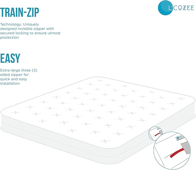Waterproof Zippered Mattress Encasement Cover - Protector, Breathable, Full Size, Assure Sleep by L'COZEE