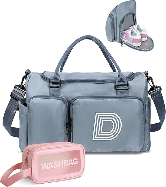Elilier Kids Gifts for Daughter Son, Initial Travel Duffle Bag, Sports Bag, Personalized Weekender Bag with Shoulder Strap, Monogram Overnight Bag, Gift for Friend Sister Women Gifts