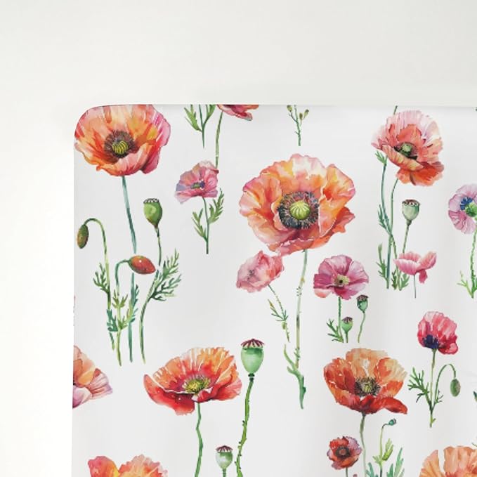 Watercolor Poppies Flowers Baby Crib Sheets for Boy Girl 28"x52" Red Poppies Green Leaves Soft Snug Fitted Crib Mattress Cover Spring Summer Floral Baby Sheet for Standard Crib & Toddler Mattress