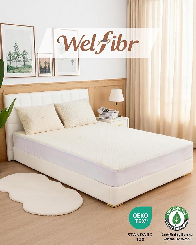 Organic Cotton Mattress Protector 100% Waterproof Mattress Protectors Noiseless 3D Air Fabric Mattress Cover Breathable Protectors Bed Cover Washable with Deep Pocket King 78"X80"