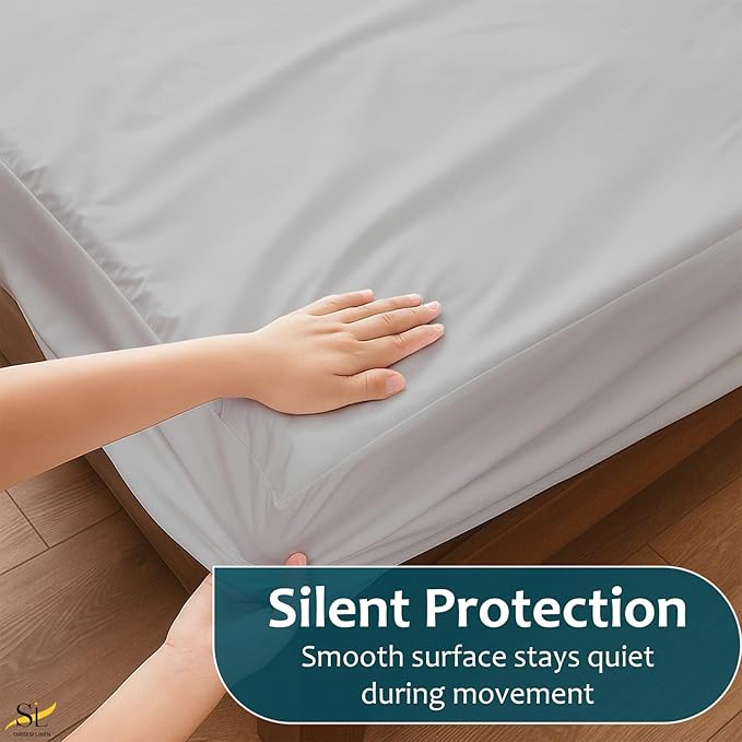 Queen Mattress Protector Fitted Sheet Style - Waterproof Vinyl Mattress Cover, Breathable, Bed Wetting & Spill Protection, Fits Mattresses up to 11.5" Deep (Light Grey)