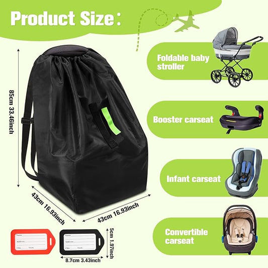 Sublaga Car Seat Bags For Airplane Travel, Durable Carseat Cover For Air Travel Car Seat Travel Bag with Shoulder Straps and 2pcs Luggage Tags For Airplane