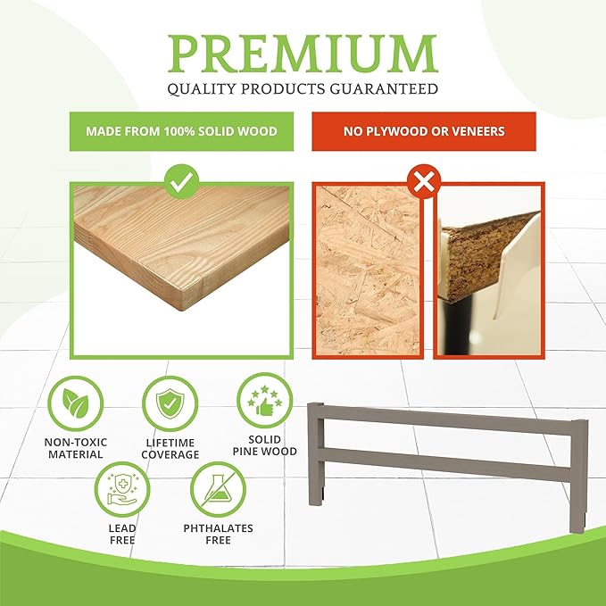 Safety Guard Rail for Baby, Kids, and Children - Solid Wood Safety Bed Rail for Toddlers - Easy Installation - Premium Protection for Bunk, Twin, Full, Queen and King Size Beds - (Cloud - Westwood)