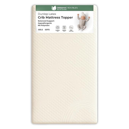 ORGANIC TEXTILES Organic Baby Mattress Topper with Organic Cotton Removable Cover - GOLS/GOTS Certified - Breathable - 2" Portable (36"x26")