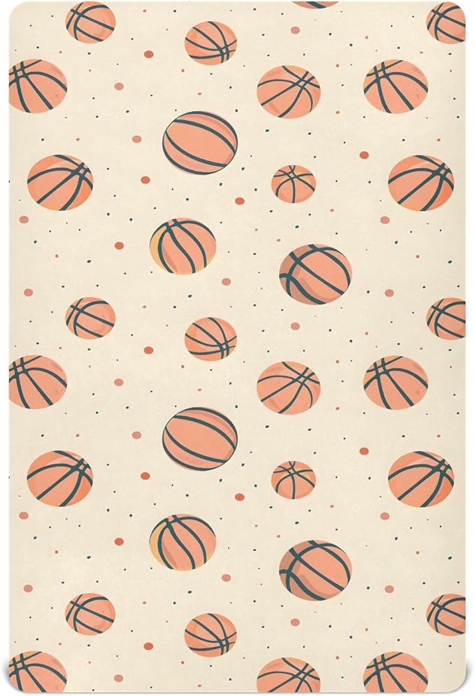 Baby Crib Sheets Fitted Crib Sheet Standard Crib and Toddler Mattress for Boys Girls 39 * 27in Pink Starfish Shell Pattern (Basketballs Dots Pattern, Small)