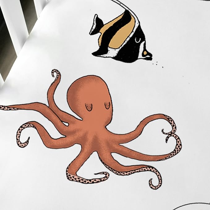 JumpOff Jo - Fitted Crib Sheet, Super Soft Breathable 100% Cotton Baby Crib Sheet for Standard Crib Mattresses and Toddler Beds, 28 in. x 52 in. - Octopus Treasure