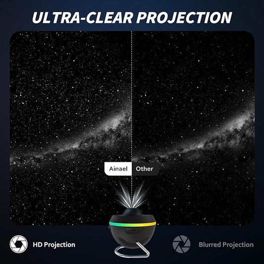 Ainael Galaxy Projector, Star Projectors Home Planetarium Space Ceiling Starry Sky Night Light with Light Strip, Meteor and Galaxy Projector & 2 Films Set for Kid Adult