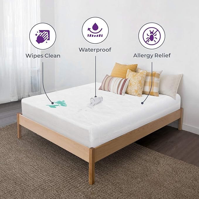BLISSFORD Plastic Mattress Protector Zippered Full, Waterproof Vinyl Mattress Cover, Heavy Duty Noiseless Mattress Encasement