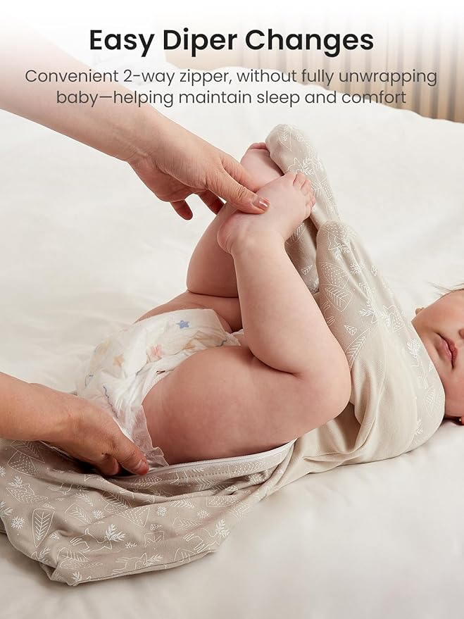 GROWNSY Transitional Swaddle Sleep Sack 6-12 Months, Starfish Design Baby Swaddle Sack, Dual-Zipper for Easy Diaper Changes, Proper Hip Development & Openable Foot Button, 19-27 lbs, Deer