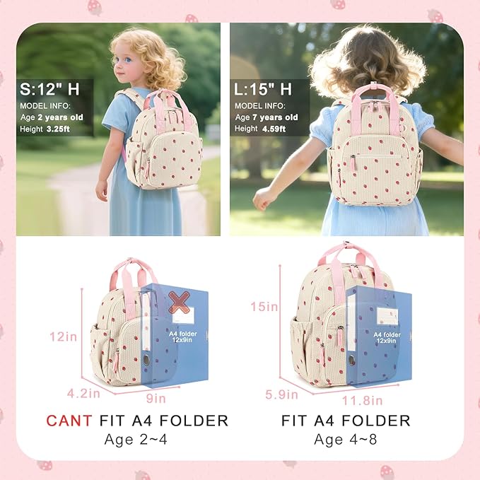 Bluboon Toddler Backpack for Girls Boys 2-4 Cute 12" Preschool Kindergarten Backpacks Kids Daycare Bags School Travel