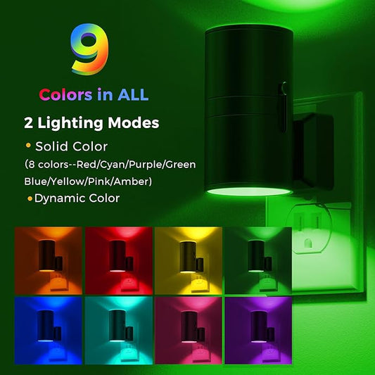 L LOHAS LED Night Light with Remote, 2Pack, Night Lights Plug into Wall, RGB Color Changing Nightlight with Light Sensor, Nightlights for Kids Gifts Halloween Christmas Party Hallway Bedroom Kids Room