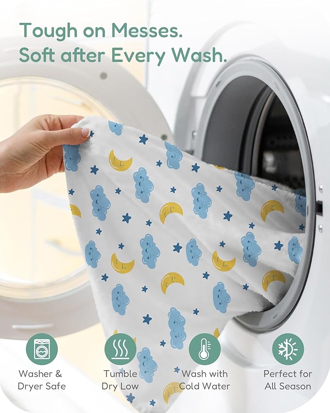 Baby Crib Sheets for Standard Crib Mattress, Soft and Breathable, Cloud+Blue Crib Sheet, Safe and Cozy, Fits 28''x52''x9'' Extra Deep Pocket