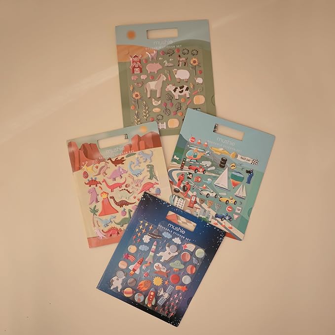 mushie Reusable Sticker Book Set (Farm) | 100+ Removable Puffy Stickers | Arts & Crafts Activity for Kids | Ages 3+