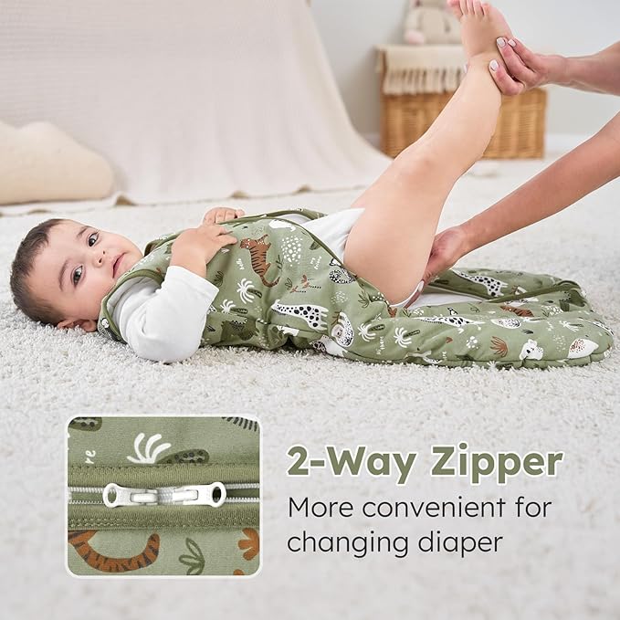 Yoofoss Baby Sleep Sack 6-12 Months, TOG 2.5 Baby Wearable Blanket with 2-Way Zipper, 100% Organic Cotton Fabric Winter Newborn Sleeping sack, Warm Soft Comfy(Medium)